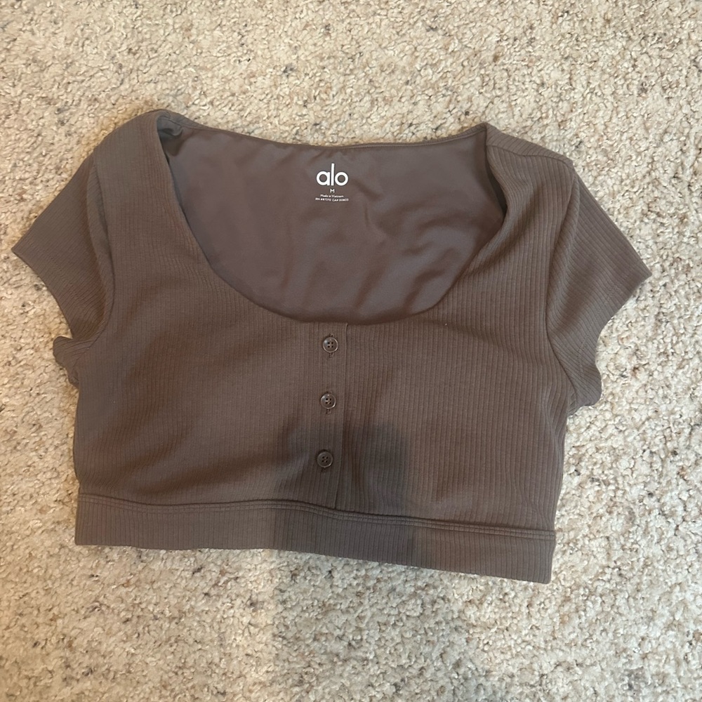ALO Yoga Brown Ribbed goddess top